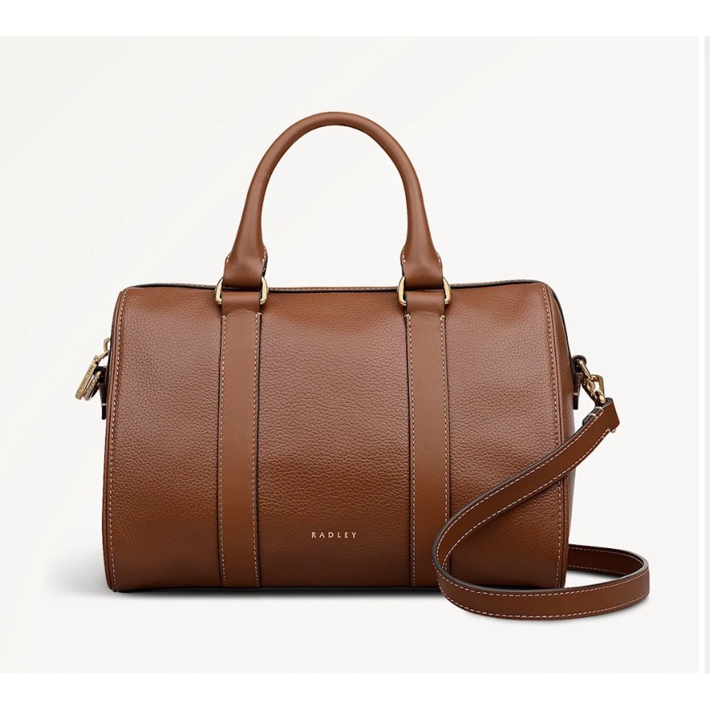 Radley London Noble Alley Brown Leather Medium Zip Top Satchel Bag 113009 NEW - Picture 2 of 15